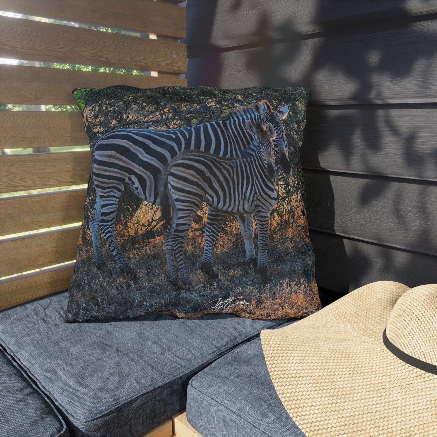 Enjoy Nature Outdoor Pillow with Zebra Stripes – Artistic, Comfy, and Durable Decorative Accent