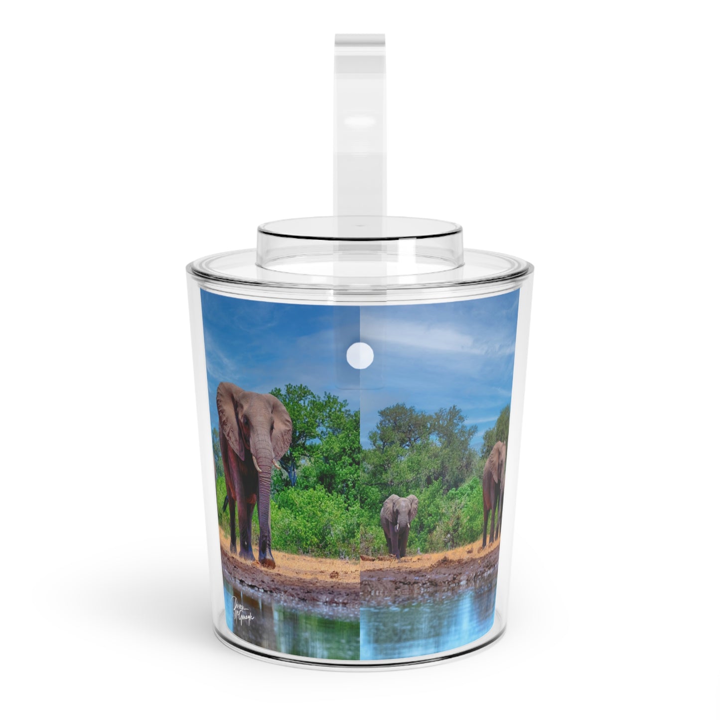 Enjoy Nature Elephant Family at Watering Hole Insulated Ice Bucket