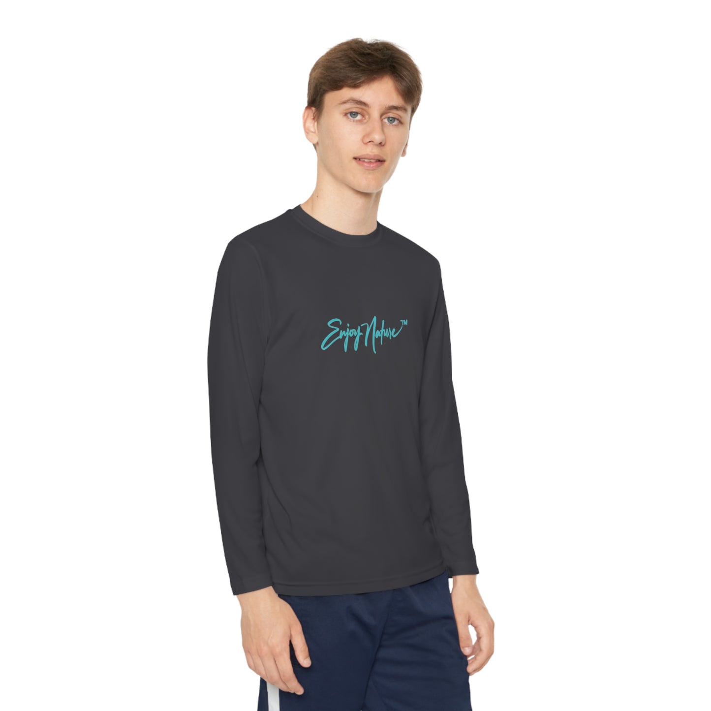 Youth Competitor Long Sleeve Tee with Elephant Family at Watering Hole by Enjoy Nature