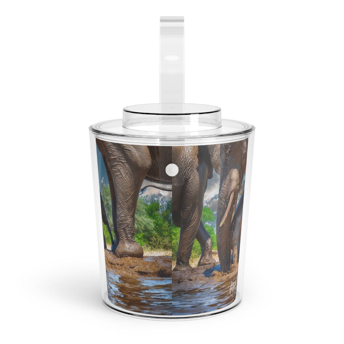 Enjoy Nature Elephant Baby Under Mom's Watchful Protection Insulated Ice Bucket