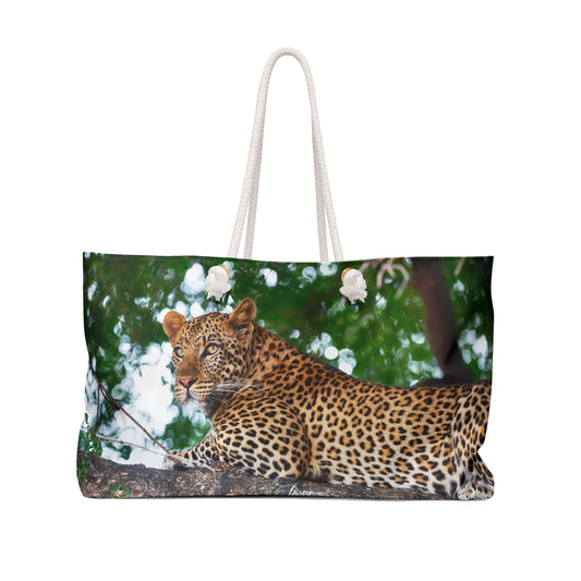 Weekender Tote Bag: Leopard in Tree by Enjoy Nature