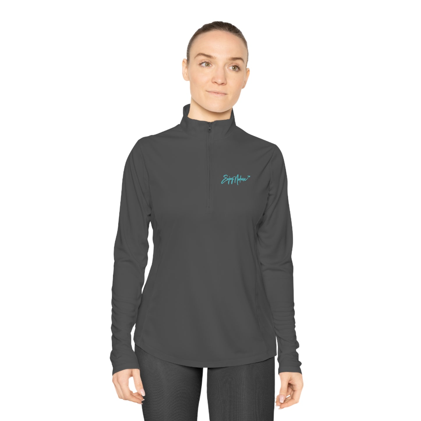 Ladies Quarter-Zip Pullover with Fine Art Image of Leopard in Tree by Enjoy Nature