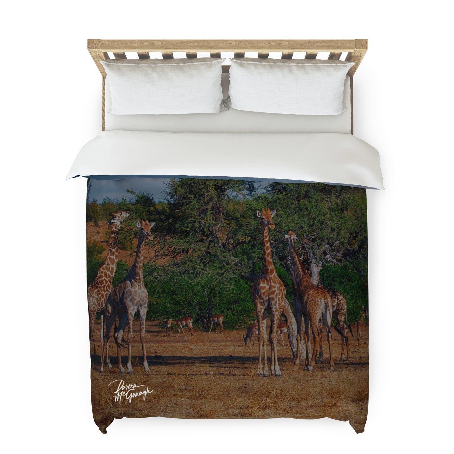 Enjoy Nature Giraffe Family Duvet Cover