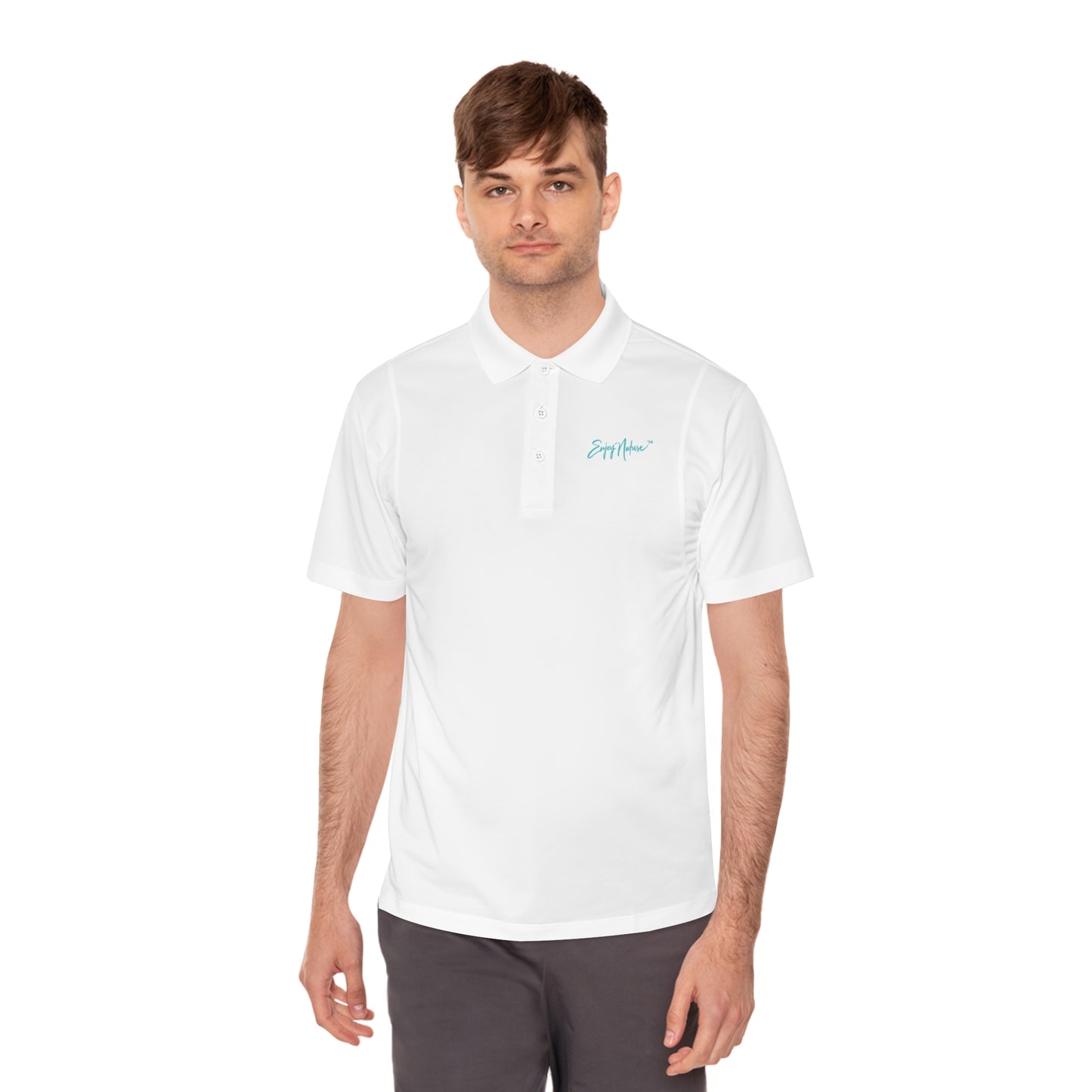 Men's Performance Polo Shirt - Giraffe Family by Enjoy Nature