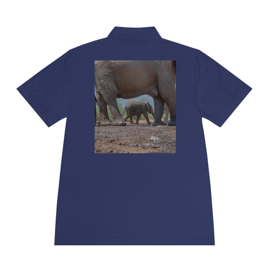 Men's Performance Polo Shirt - Elephant Baby Under Mom's Guidance by Enjoy Nature