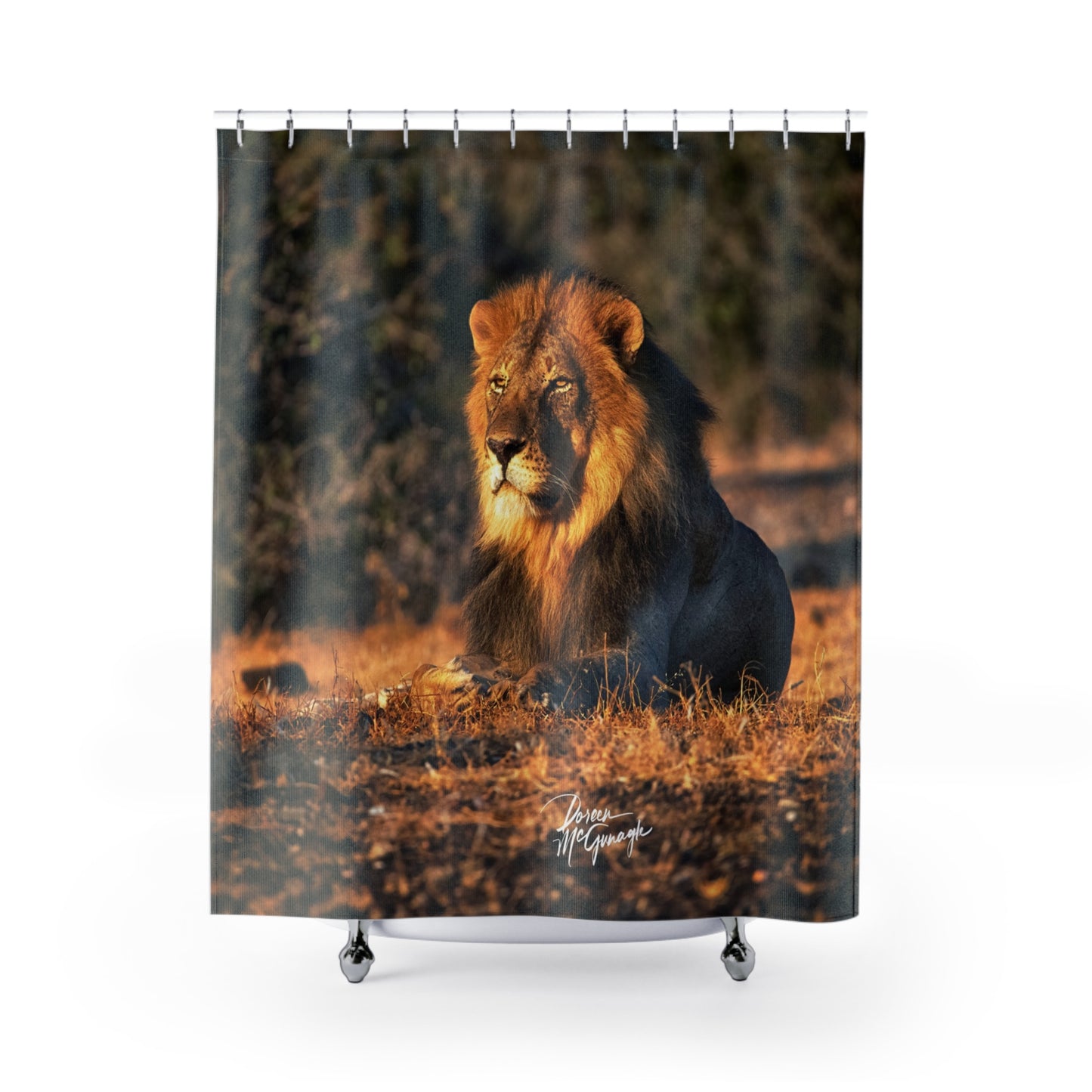 Lion King of the Jungle Shower Curtain | Majestic & Earthy Wildlife Decor by Enjoy Nature