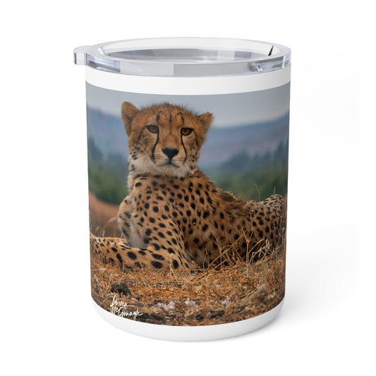 Enjoy Nature 10 oz Travel Tumbler with Cheetah Portrait Design