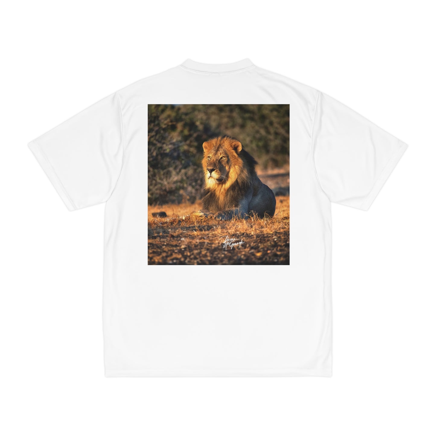 Men's Performance T-Shirt with Fine Art Image of Lion King of the Jungle by Enjoy Nature