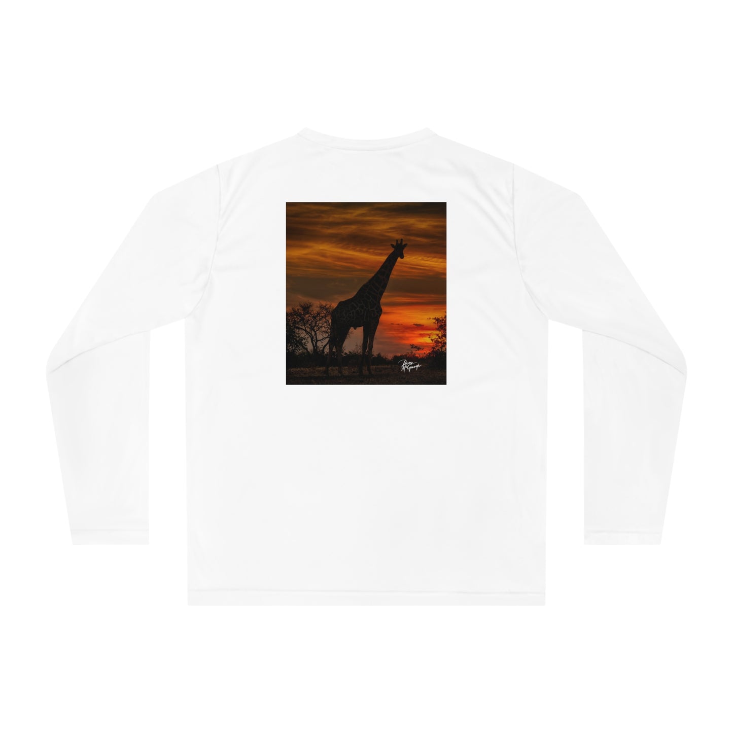 Unisex Long Sleeve Performance Tee - "Giraffe Silhouette" by Enjoy Nature