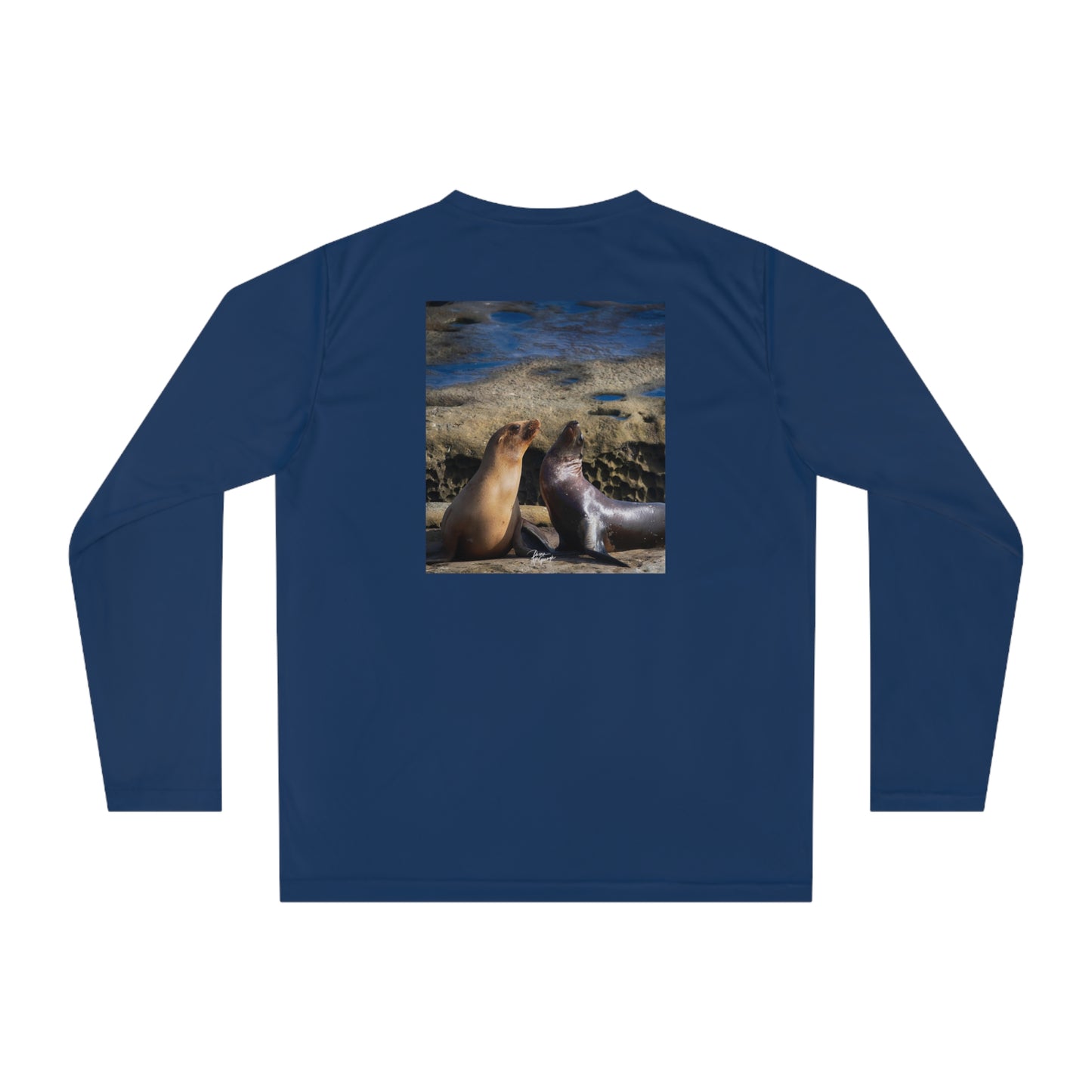 Unisex T-shirt Playful Serenade Sea Lions, Long Sleeve Performance shirt