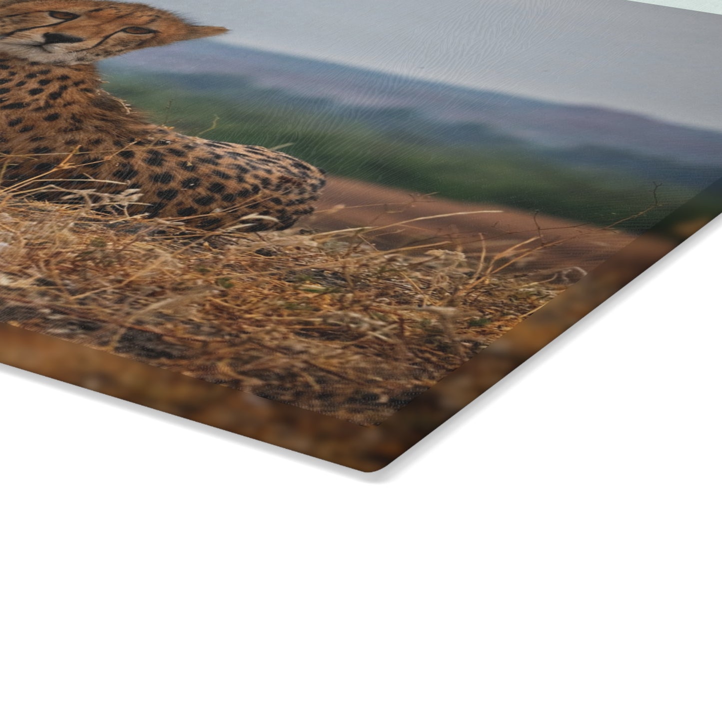 Enjoy Nature Glass Charcuterie Cutting Board with Cheetah Portrait