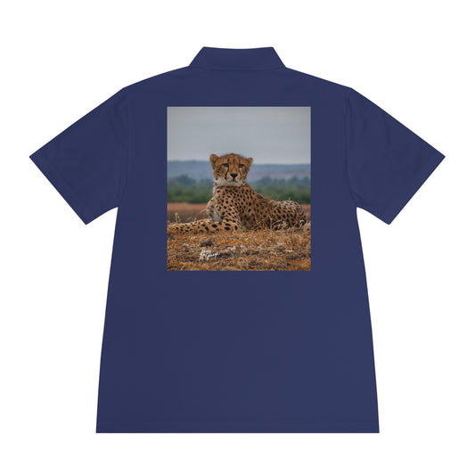 Men's Performance Polo Shirt - Cheetah Portrait by Enjoy Nature