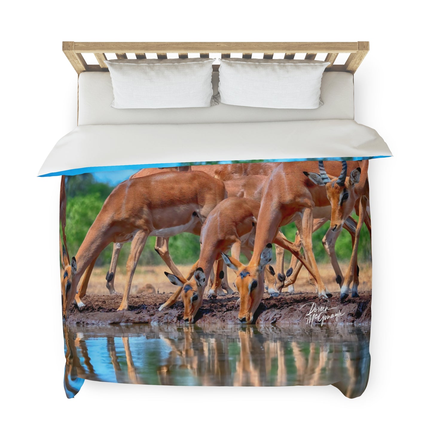 Enjoy Nature African Antelope at Watering Hole Duvet Cover