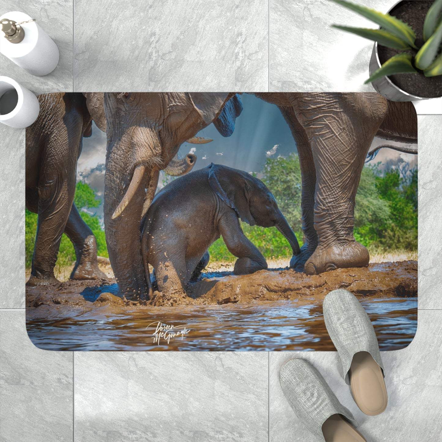 Baby Elephant Walk Memory Foam Bath Mat from Enjoy Nature