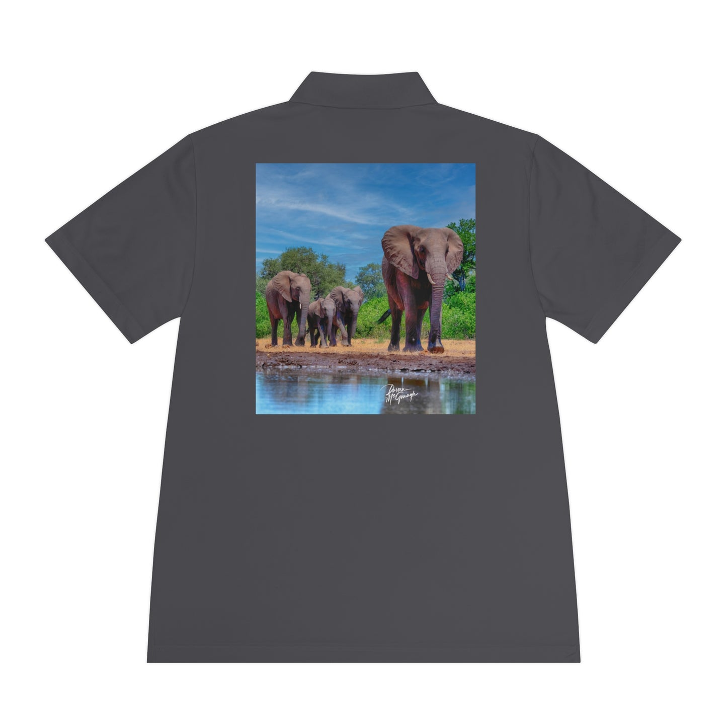 Men's Performance Polo Shirt - Elephant Family by Enjoy Nature