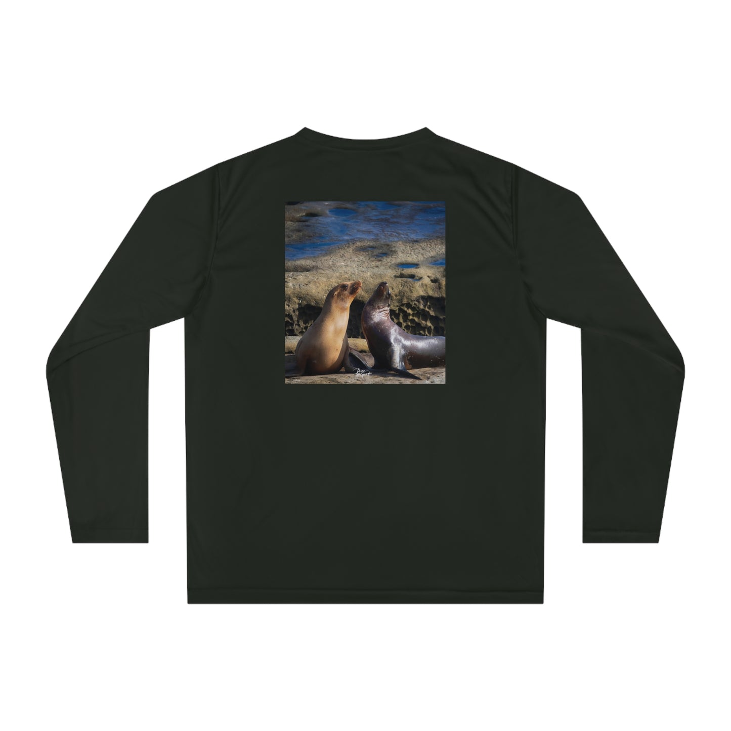 Unisex T-shirt Playful Serenade Sea Lions, Long Sleeve Performance shirt