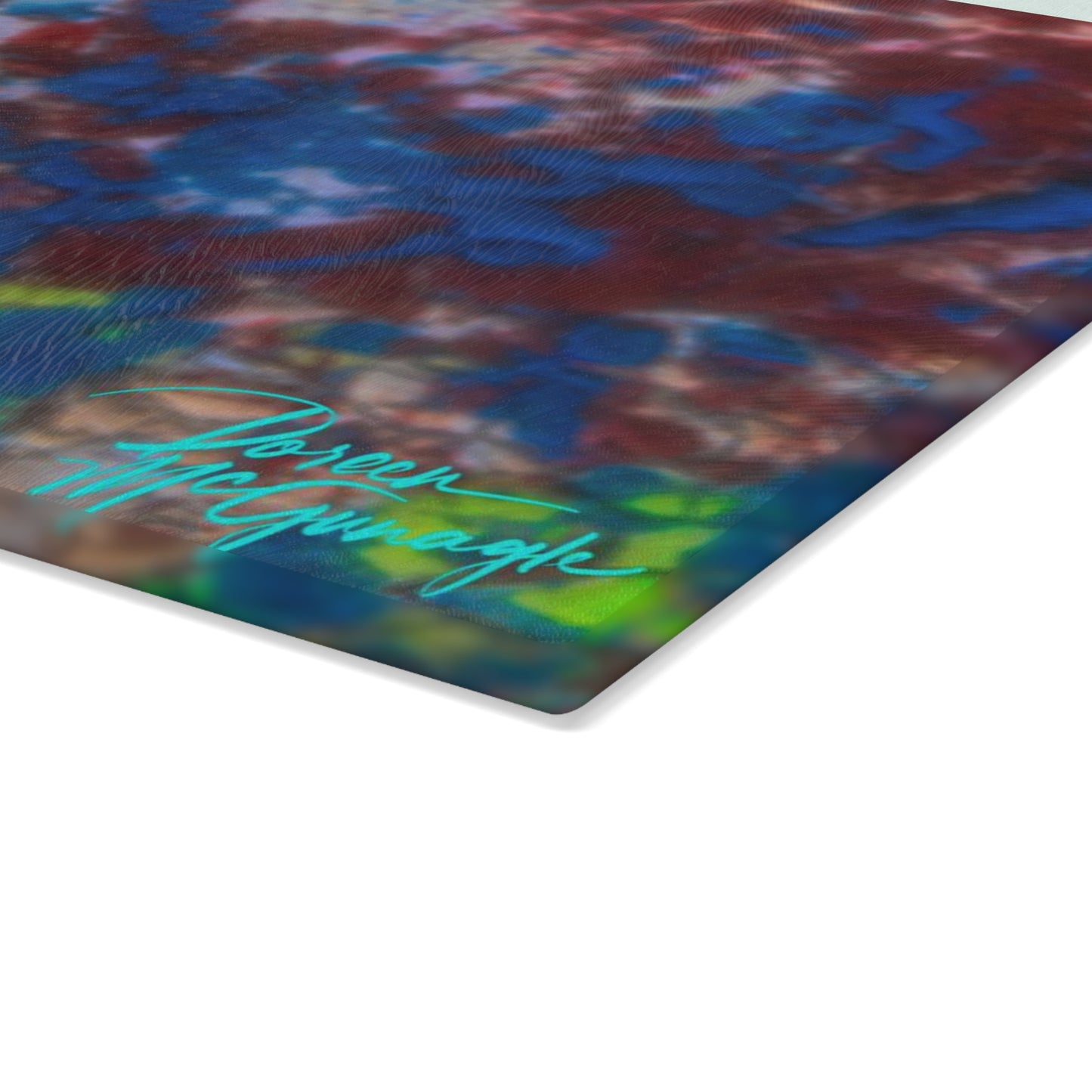 Artistic Resilience Abstract Glass Cutting Board with Nature-Inspired Design