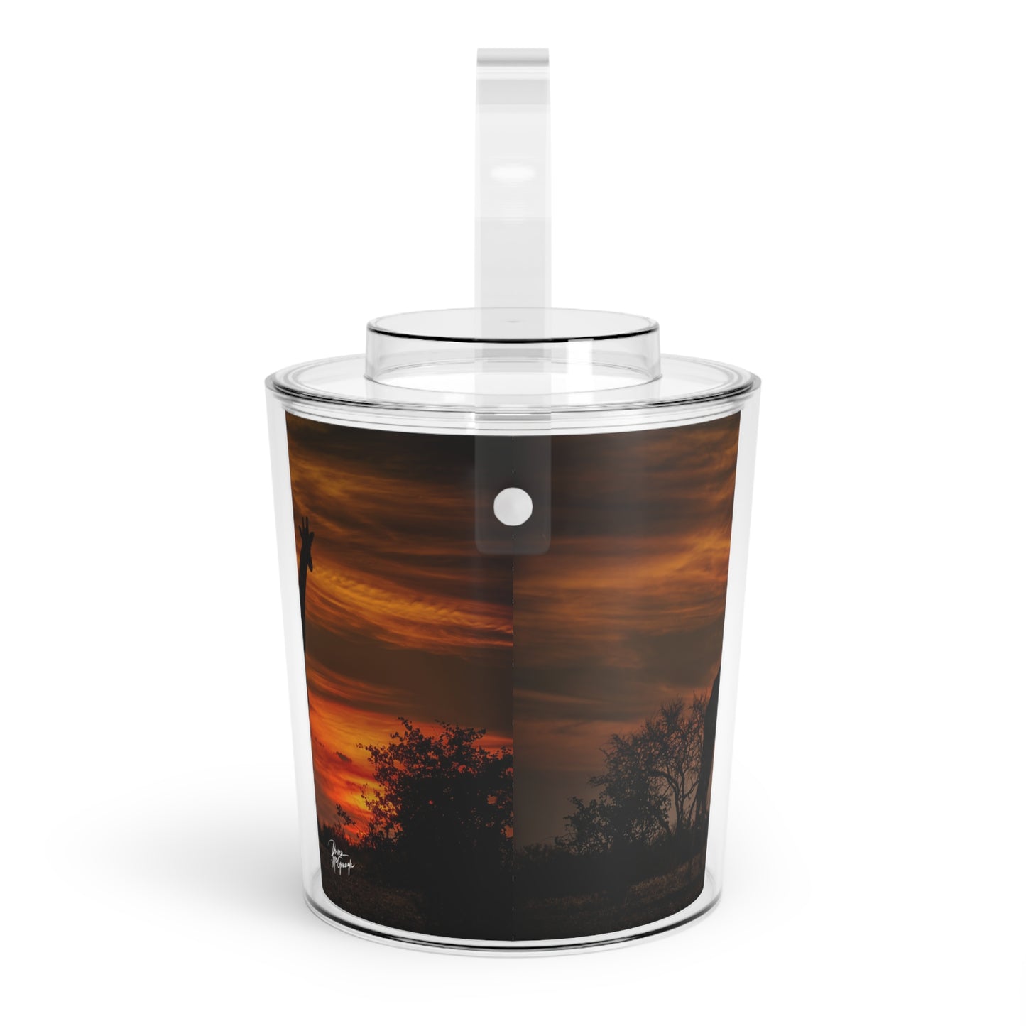 Enjoy Nature Giraffe Silhouette at Sunset Insulated Ice Bucket