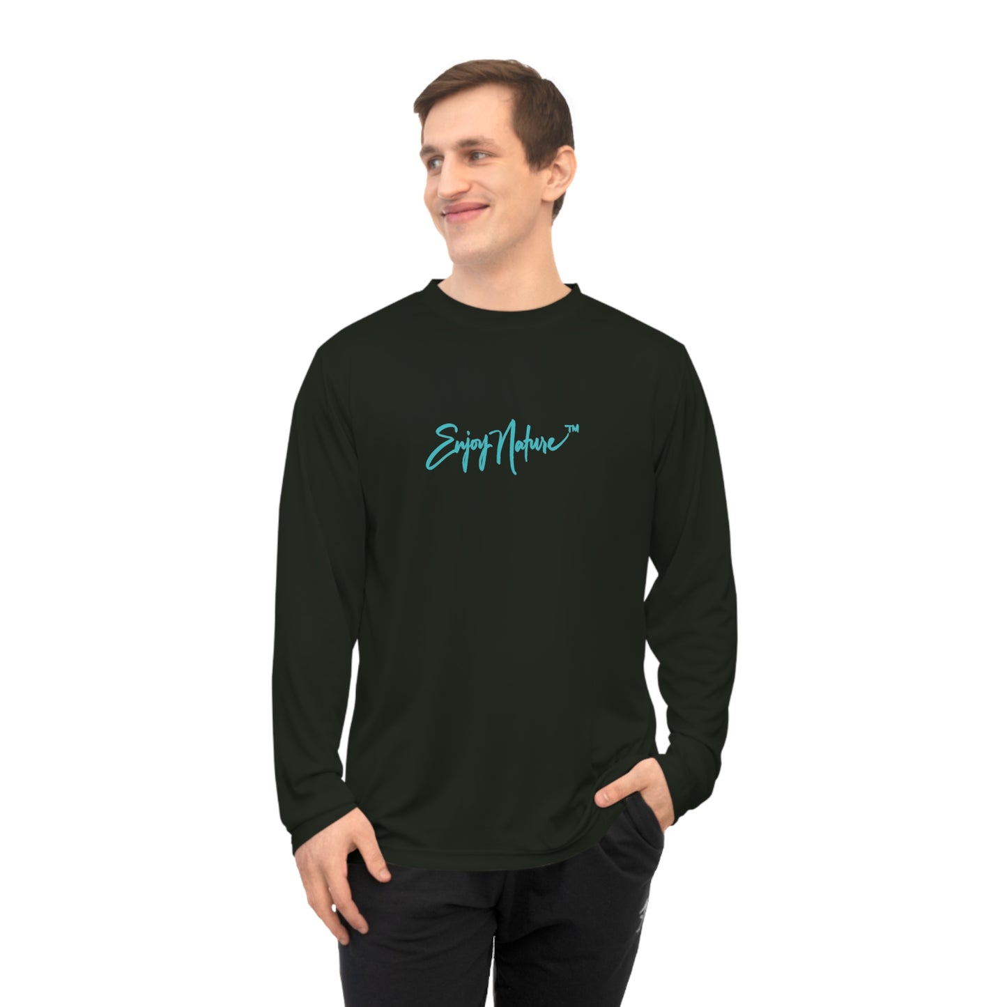 Unisex Long Sleeve Performance Tee - "Spirited Elephant Silhouette" by Enjoy Nature