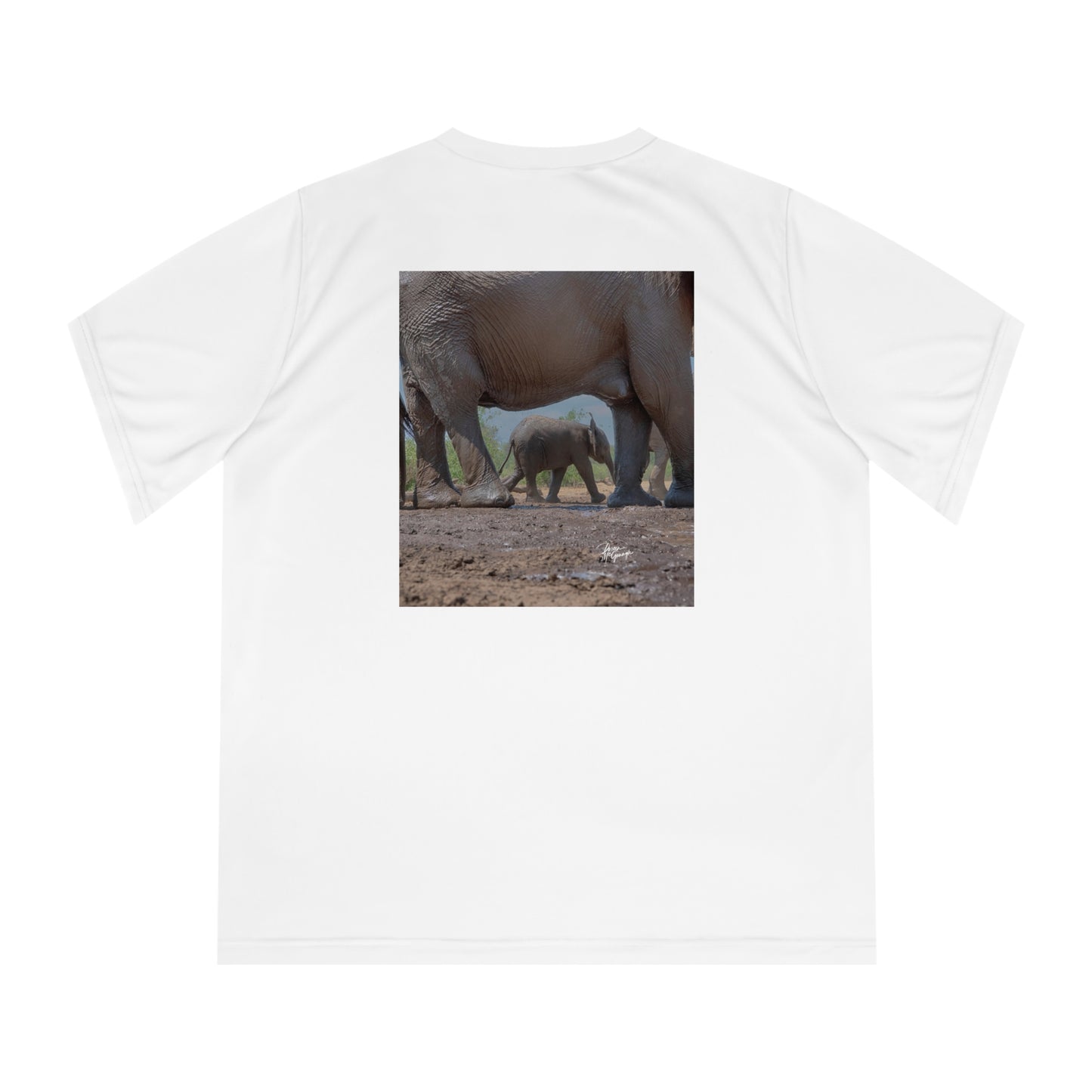 Women's Performance V-Neck T-Shirt - Elephant Baby Under Watchful Eye of Mom by Enjoy Nature