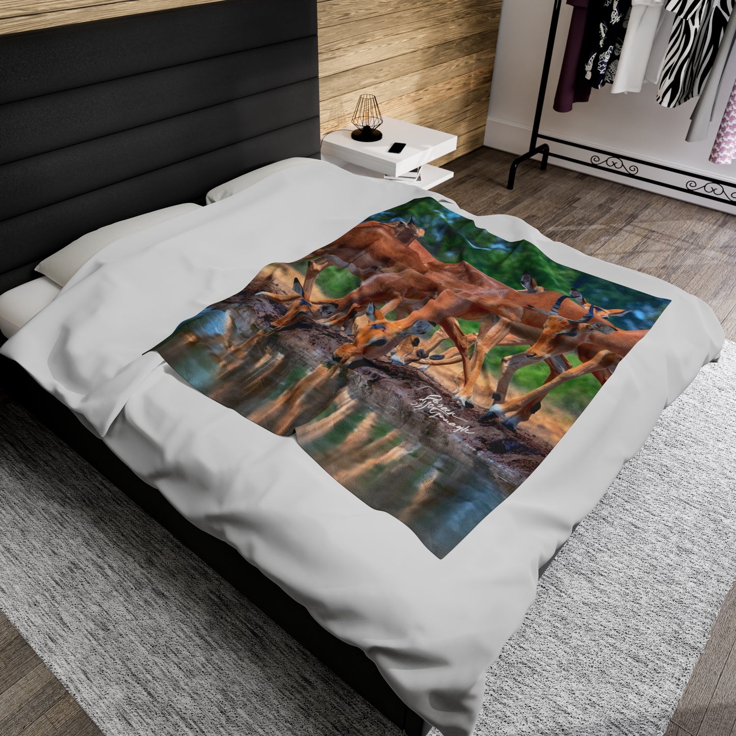 Velveteen Plush Blanket with African Antelope by Enjoy Nature