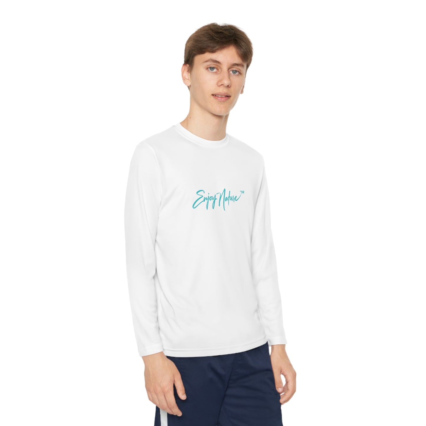 Youth Competitor Long Sleeve Tee with Elephant Baby Under Mom’s Watchful Eye by Enjoy Nature