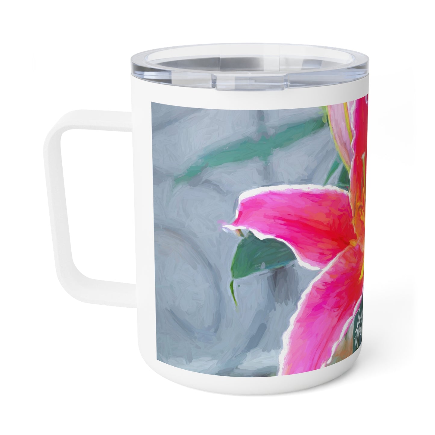 Enjoy Nature 10 oz Travel Tumbler with Pink Lily Design