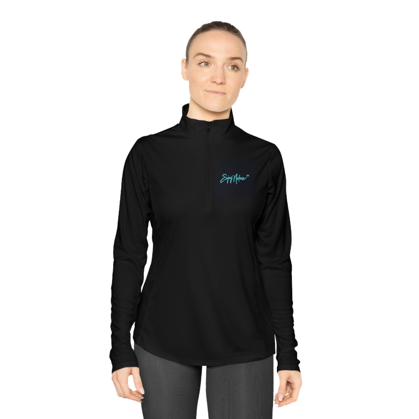 Ladies Quarter-Zip Pullover with Fine Art Image of Elephant Walking at Sunset by Enjoy Nature