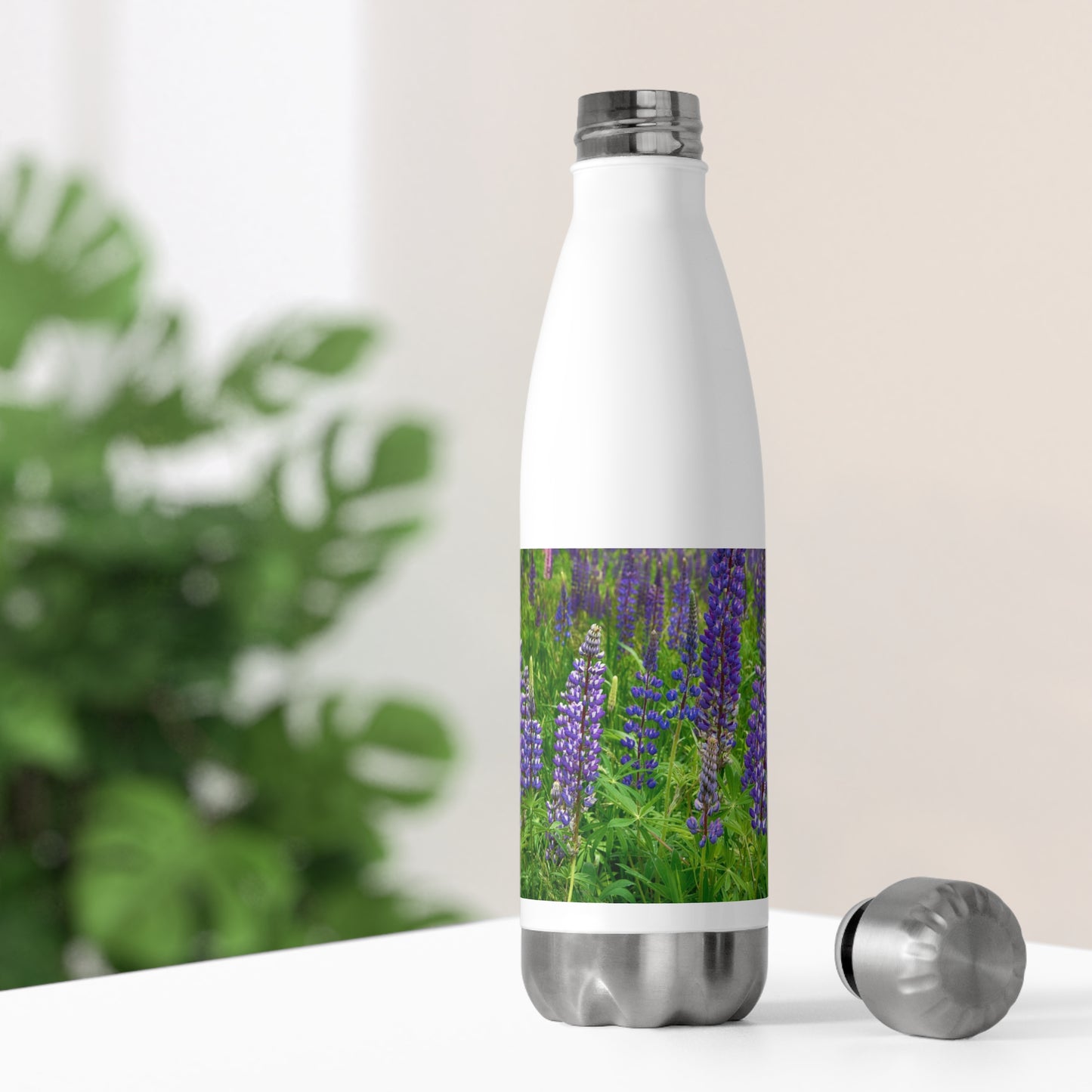 Eco friendly Water Bottle, Field of Wild Lupines, 20oz Insulated Bottle