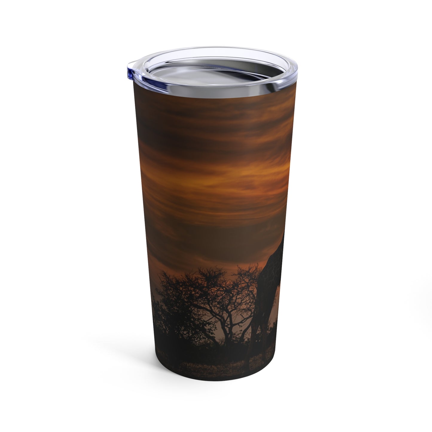 Enjoy Nature Giraffe Silhouette at Sunset 20 oz Travel Tumbler