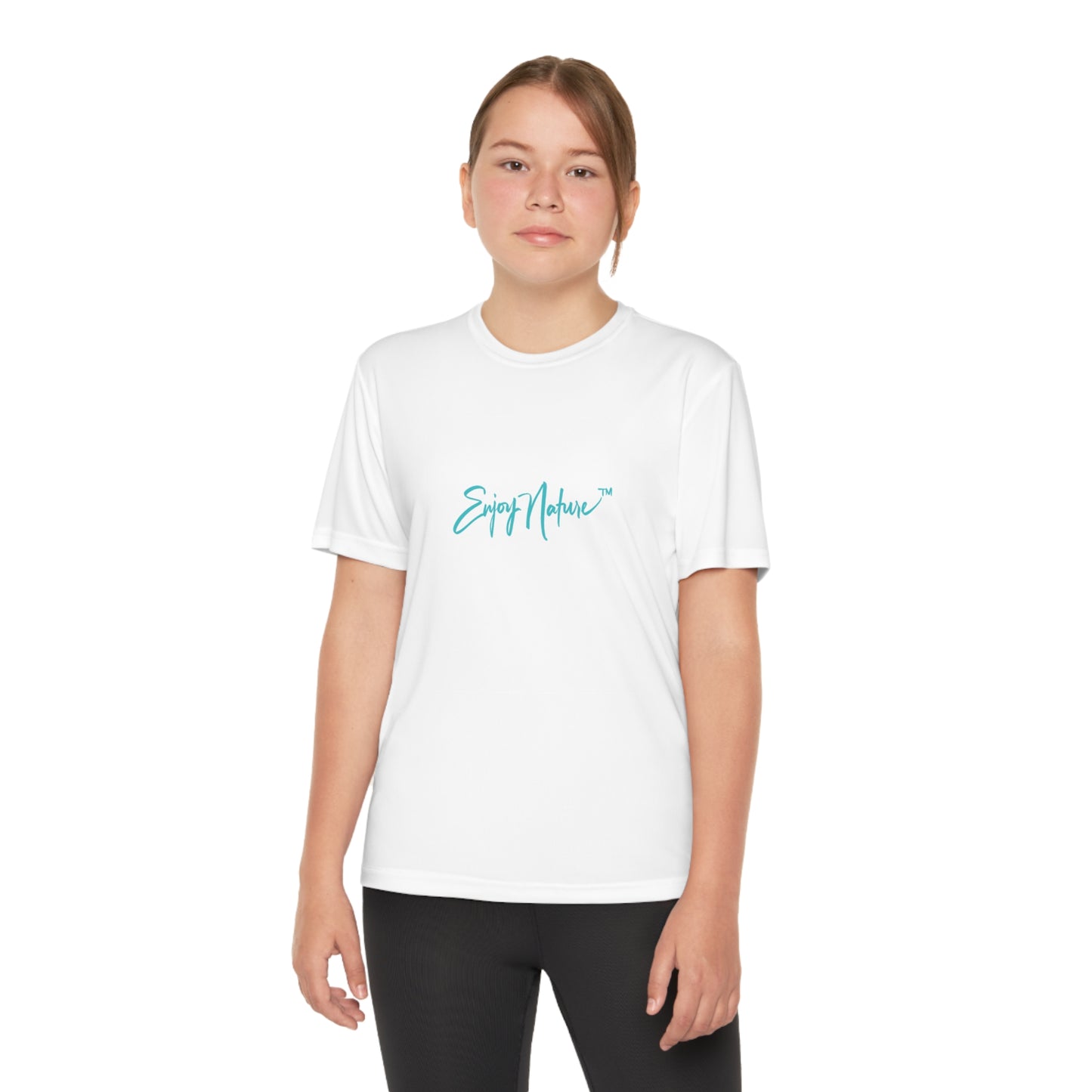 Youth Competitor Tee with Fine Art Image Baby Elephant Under Mom's Protection by Enjoy Nature