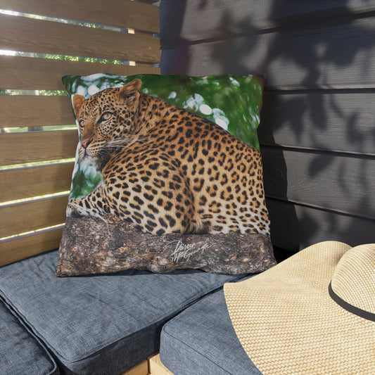 Enjoy Nature Outdoor Pillow with Leopard in Tree – Artistic, Comfy, and Durable Decorative Accent