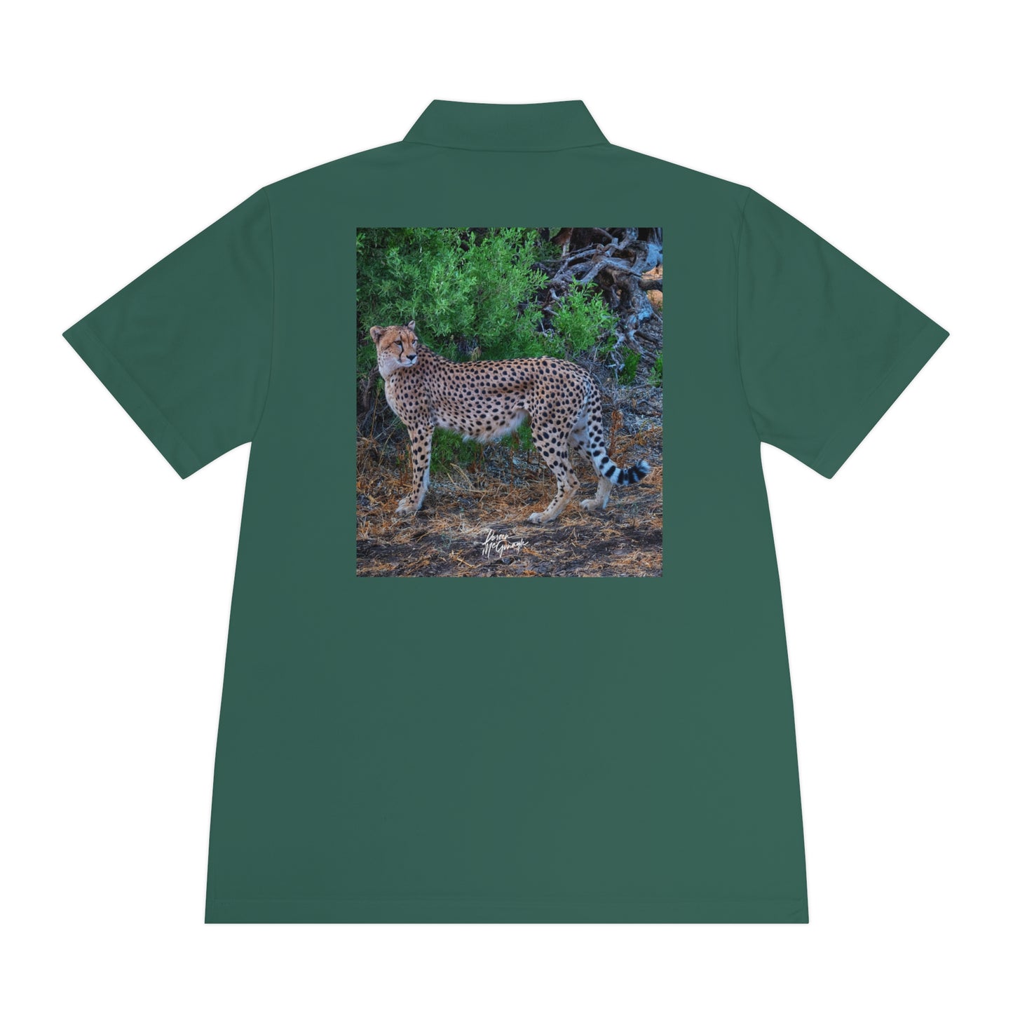 Men's Performance Polo Shirt - Cheetah Stand by Enjoy Nature