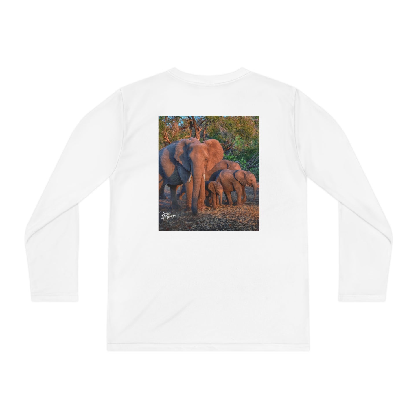 Youth Competitor Long Sleeve Tee with Elephant Family Herd by Enjoy Nature