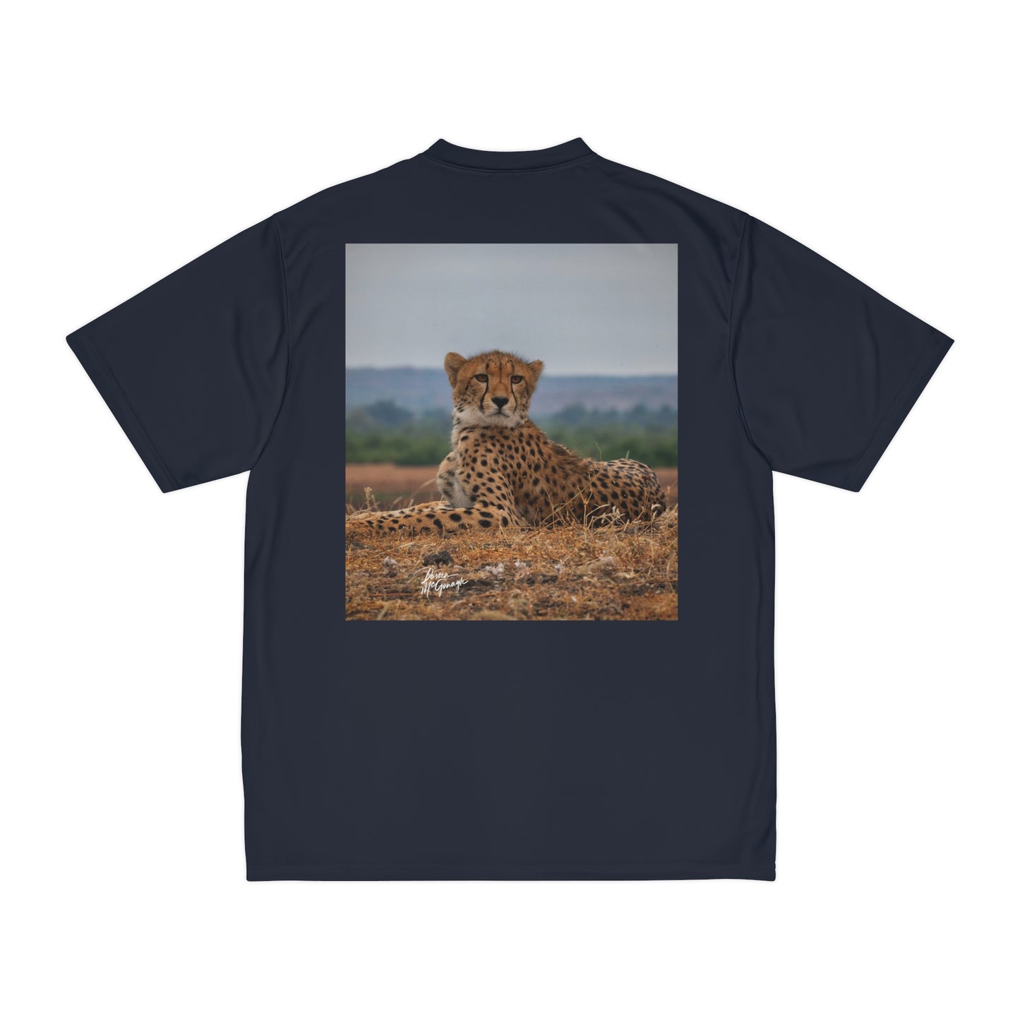 Men's Performance T-Shirt with Fine Art Image of Cheetah Portrait by Enjoy Nature