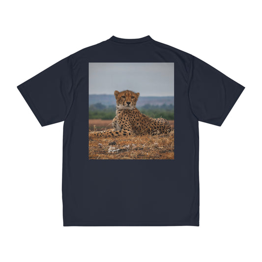 Men's Performance T-Shirt with Fine Art Image of Cheetah Portrait by Enjoy Nature