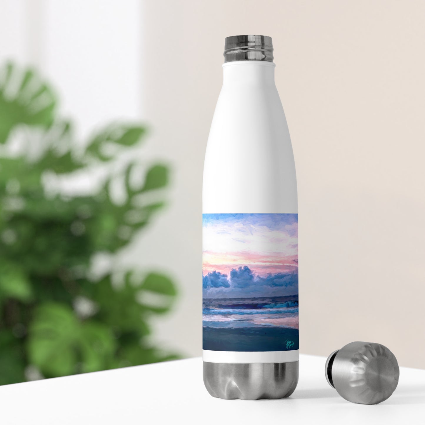 Eco friendly water bottle, Cotton Candy Sunrise on St. Simon Island, 20oz Insulated Bottle