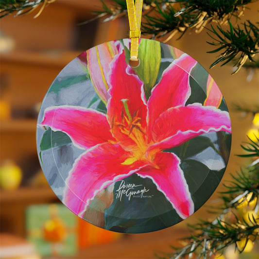 Glass Ornaments with Pink Lily by Enjoy Nature