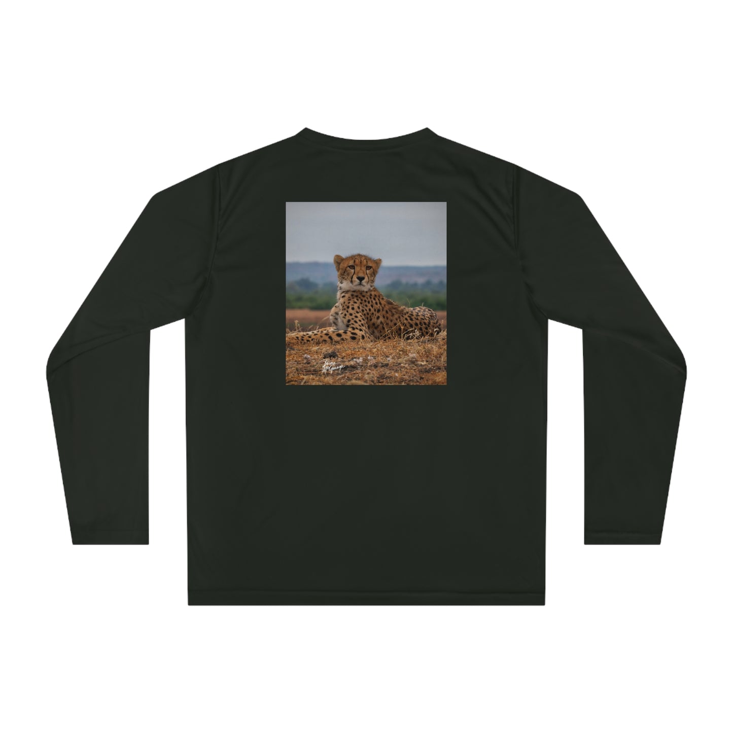 Unisex Long Sleeve Performance Tee - "Cheetah Portrait" by Enjoy Nature