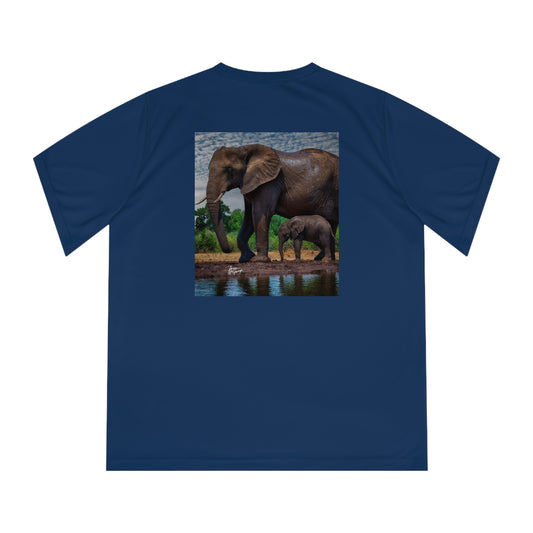 Women's Performance V-Neck T-Shirt - Elephant Baby Under Mom's Watchful Eye by Enjoy Nature