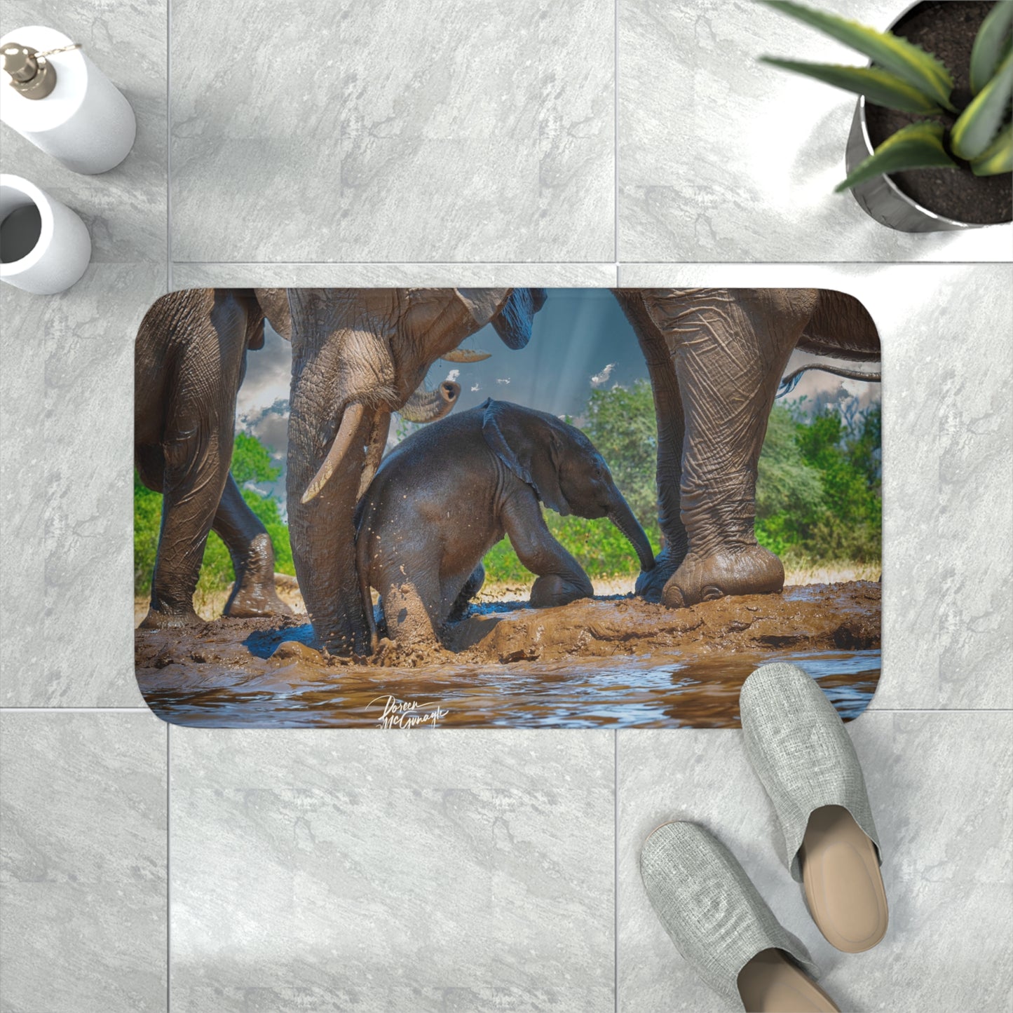 Baby Elephant Walk Memory Foam Bath Mat from Enjoy Nature