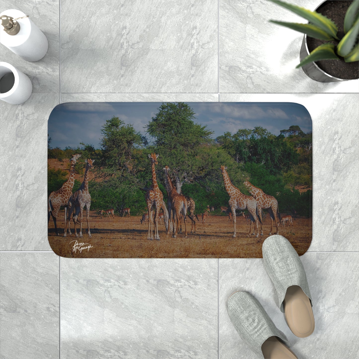 Giraffe Family Memory Foam Bath Mat from Enjoy Nature