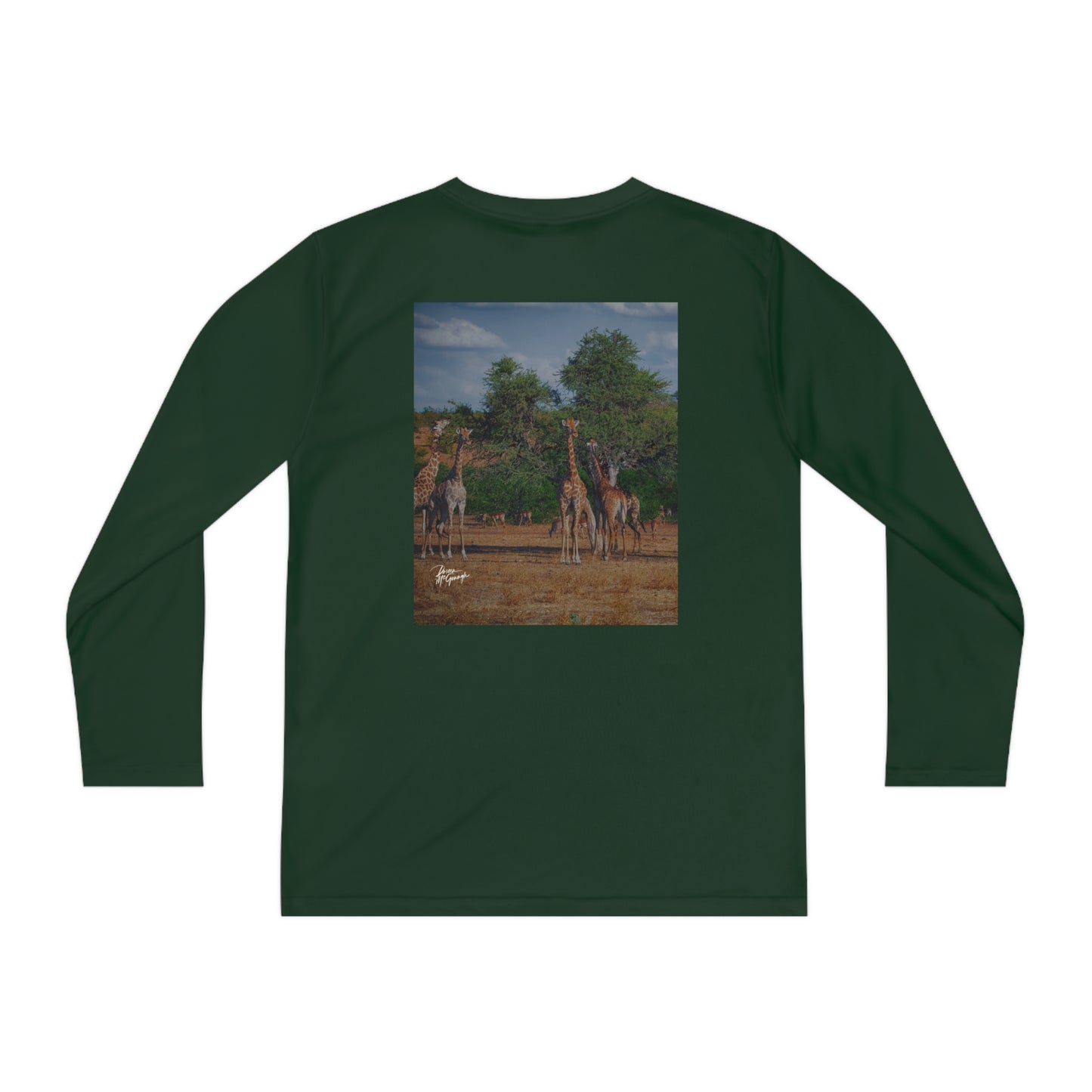 Youth Competitor Long Sleeve Tee with Forest Giraffe Family by Enjoy Nature