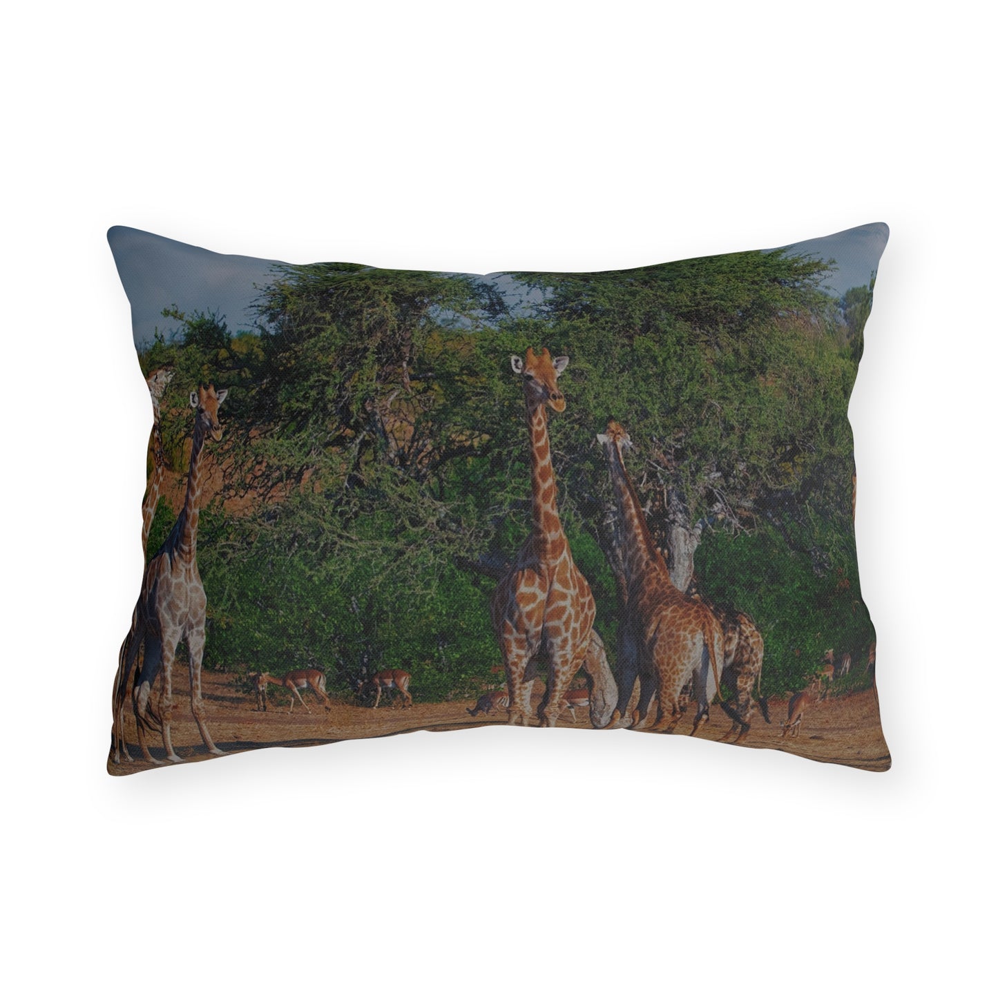 Enjoy Nature Outdoor Pillow with Giraffe Family – Artistic, Comfy, and Durable Decorative Accent