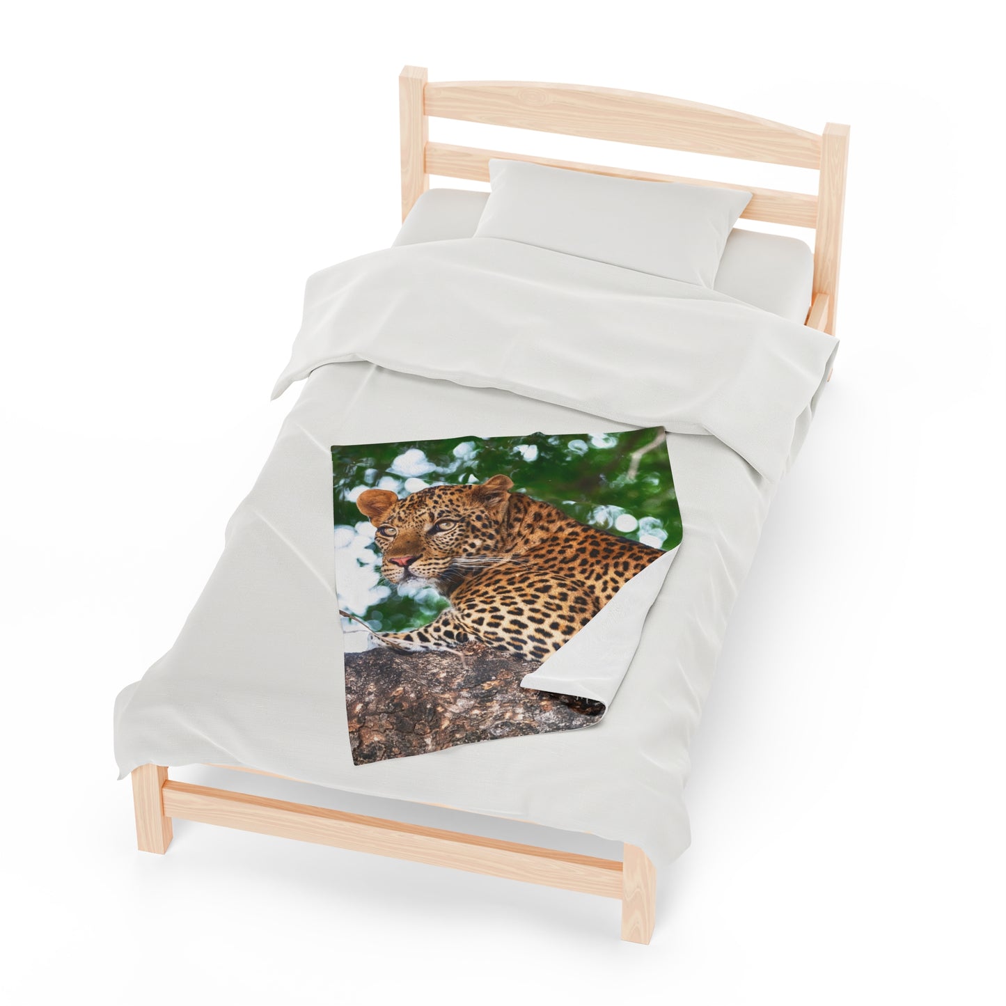 Velveteen Plush Blanket with Leopard in Tree by Enjoy Nature