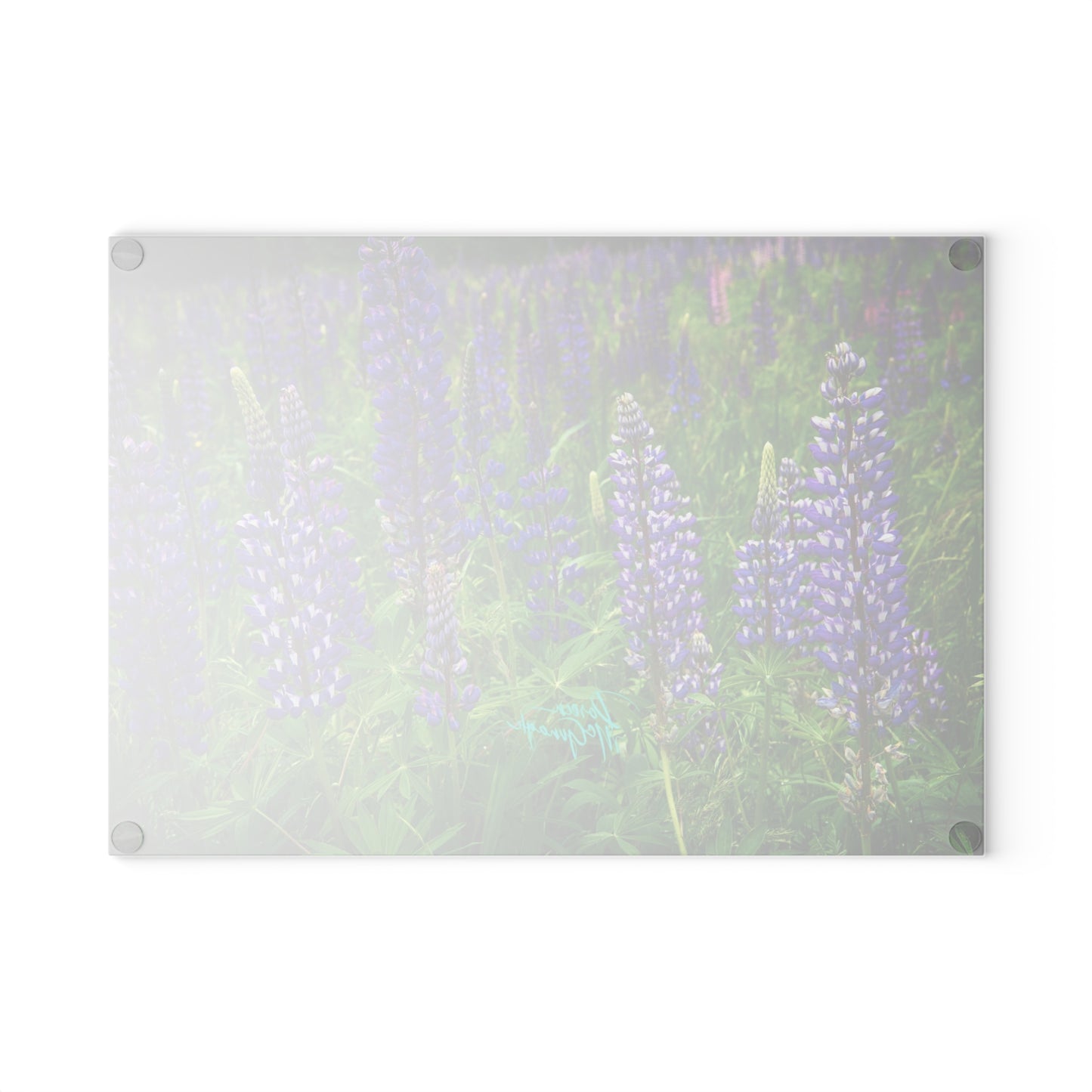 Artistic Wild Lupine Flowers Glass Cutting Board with Nature-Inspired Design