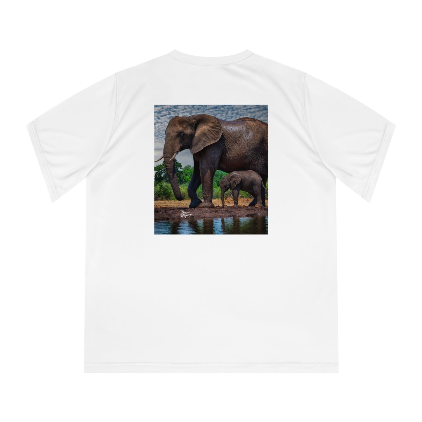 Women's Performance V-Neck T-Shirt - Elephant Baby Under Mom's Watchful Eye by Enjoy Nature