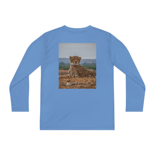 Youth Competitor Long Sleeve Tee with Cheetah Portrait by Enjoy Nature