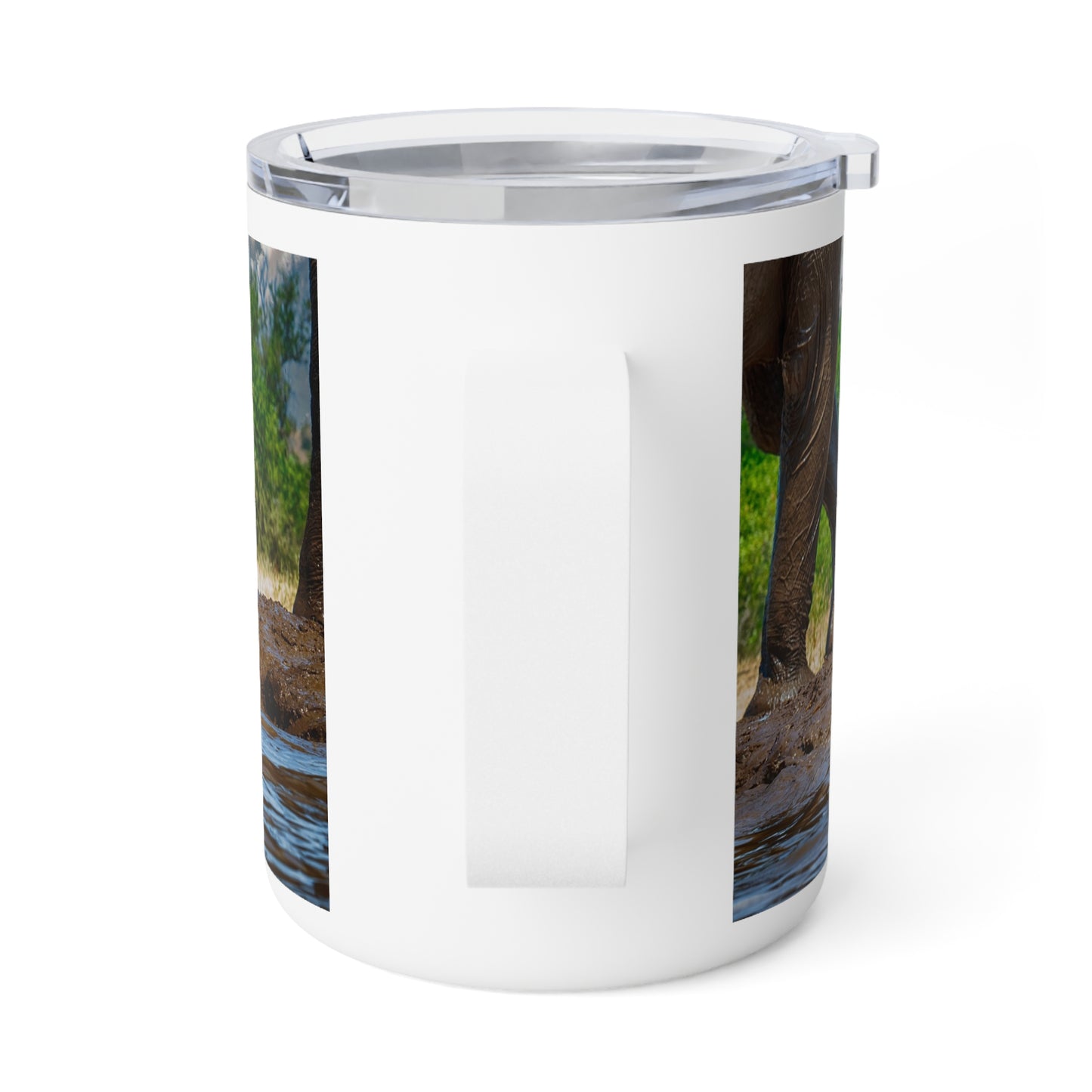 Enjoy Nature 10 oz Travel Tumbler with Elephant Baby and Mom's Gentle Touch Design