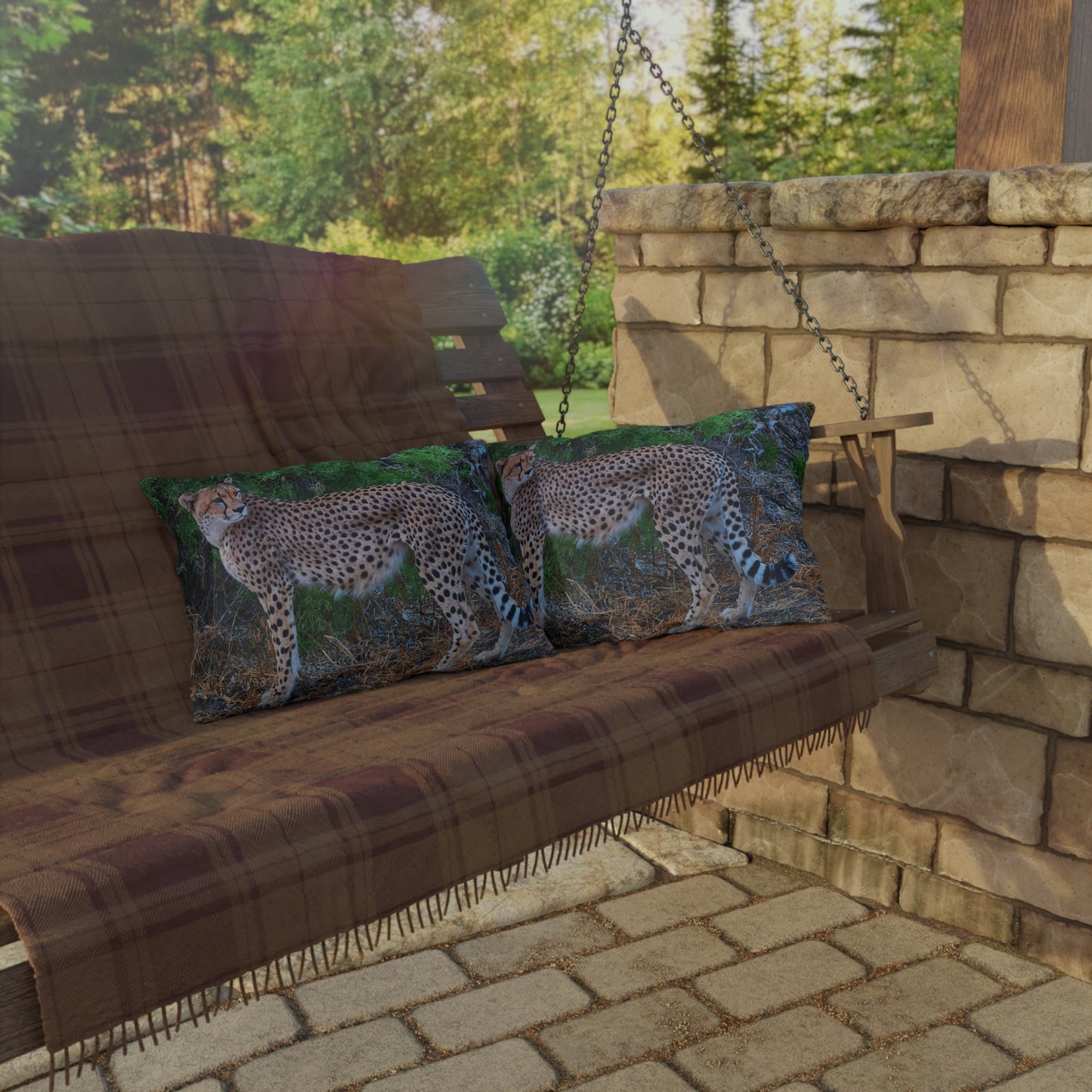 Enjoy Nature Outdoor Pillow with Cheetah Stand – Artistic, Comfy, and Durable Decorative Accent